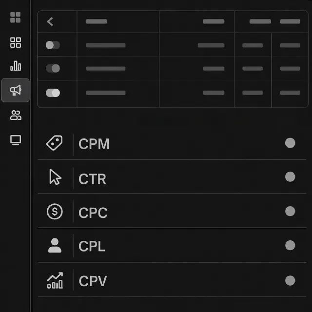 Interface do gerenciador de anúncios